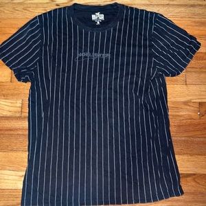 Mens Black Pinstripe Hollister T Shirt Medium